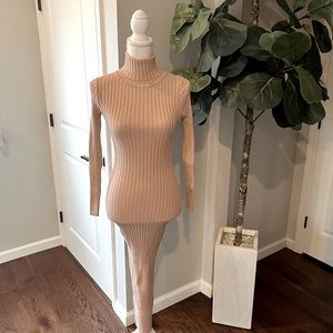 Beige Turtleneck Dress